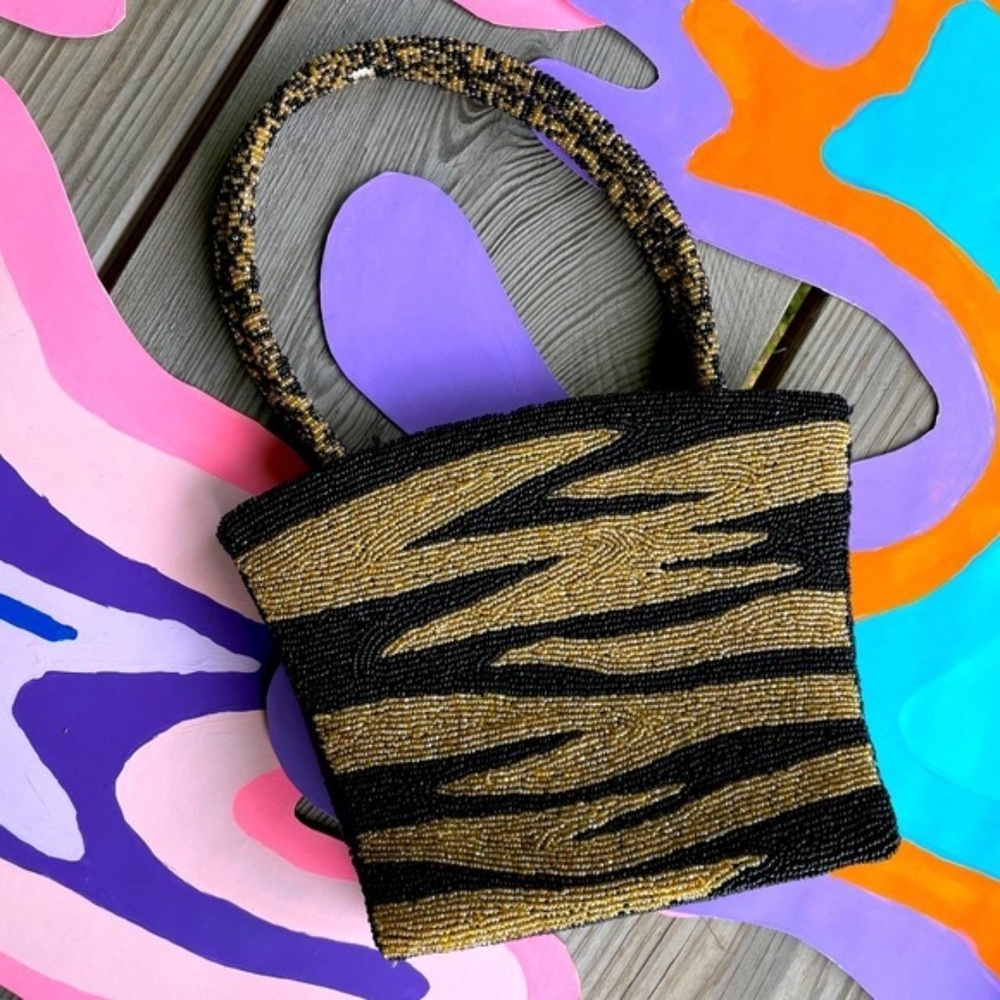 90s Talisman zebra micro bead handbag